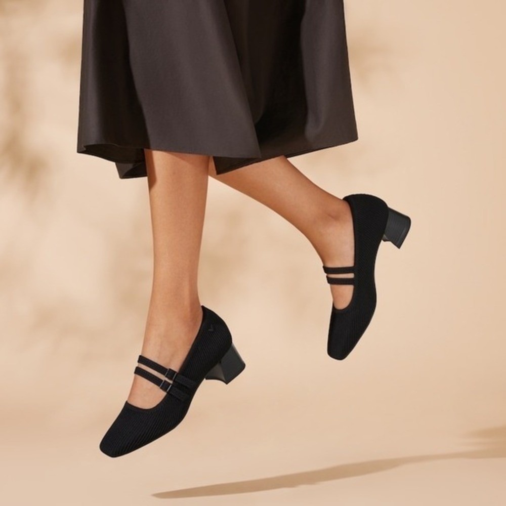 VIVAIA‎ Mary Jane Knit Heels Black Eco Friendly Comfort Work Shoe EU/38 US/7-7.5